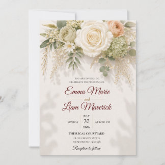 Invitación de boda floral elegante con acuarela