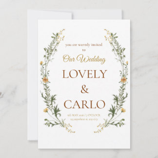 Invitación de boda floral elegante con acuarela