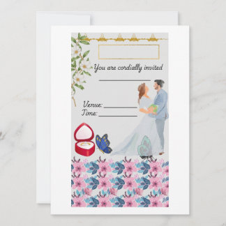 Invitación de boda floral elegante con acuarela -
