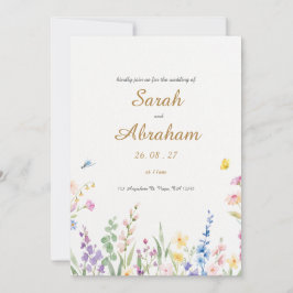 Invitación de boda floral elegante con acuarela