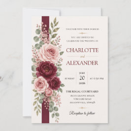 Invitación de boda floral elegante con acuarela
