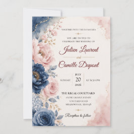 Invitación de boda floral elegante con acuarela