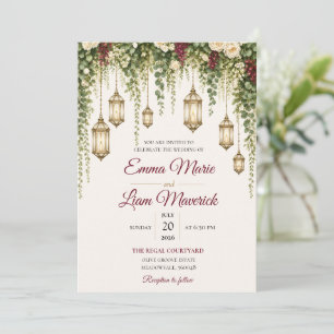 Invitación de boda floral elegante con acuarela