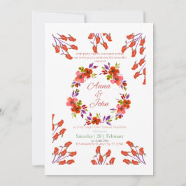 Invitación de boda floral elegante con acuarela