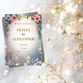 Invitación de boda floral elegante con acuarela