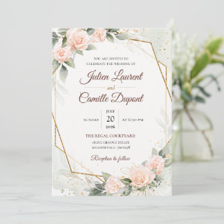 Invitación de boda floral elegante con acuarela