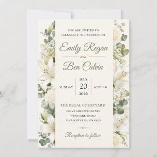 Invitación de boda floral elegante con acuarela