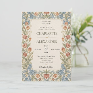Invitación de boda floral elegante con acuarela