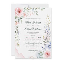 Invitación de boda floral elegante con acuarela