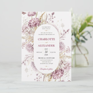 Invitación de boda floral elegante con acuarela