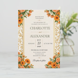 Invitación de boda floral elegante con acuarela