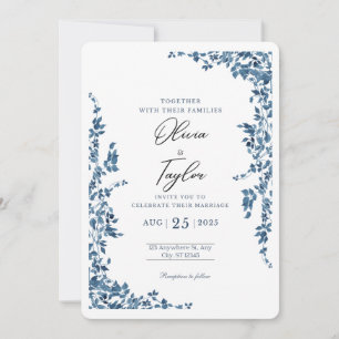 Invitación de boda floral elegante con dorado