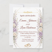 Invitación de Boda Floral Elegante con Marco de Or