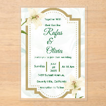Invitación de boda floral elegante con marco de or