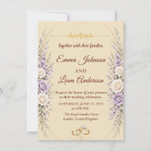 Invitación de Boda Floral Elegante con Marco de Or