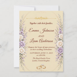 Invitación de Boda Floral Elegante con Marco de Or