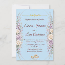 Invitación de Boda Floral Elegante con Marco de Or