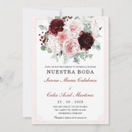 Invitación De Boda Floral Elegante Con Rosas
