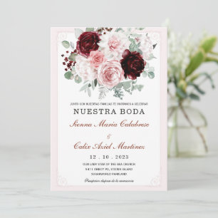Invitación De Boda Floral Elegante Con Rosas -> Ramo de Novia