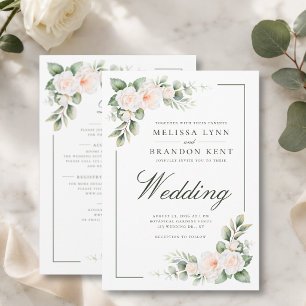 Invitación de boda floral elegante con salvia blan
