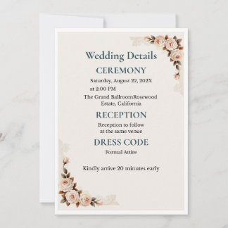Invitación de boda floral elegante con toque rosad