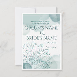 Invitación de boda floral elegante de acuarela azu