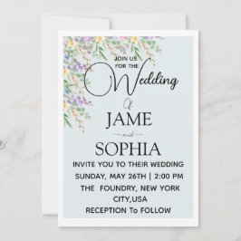 Invitación de boda floral elegante de flores silve