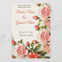 Invitación de boda floral elegante de melocotón y