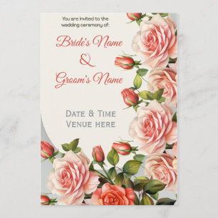 Invitación de boda floral elegante de melocotón y