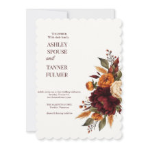 Invitación de boda floral elegante de otoño