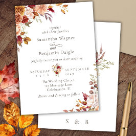 Invitación de boda floral elegante de otoño