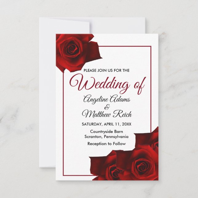 Invitación de Boda floral elegante de Rosas rústic (Anverso)