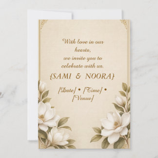 Invitación de boda floral elegante de Sami y Nora