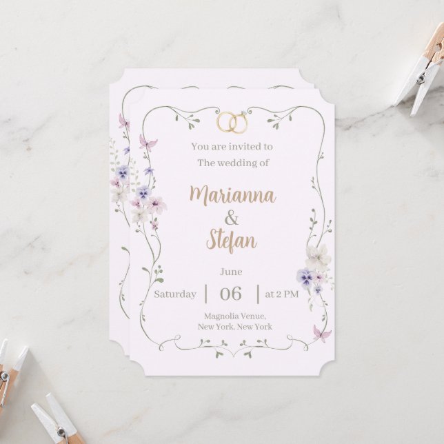 Invitación de Boda Floral Elegante Editable Person (Anverso/Reverso In Situ)