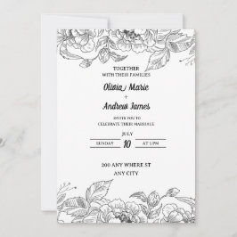 invitación de boda floral elegante hermosa
