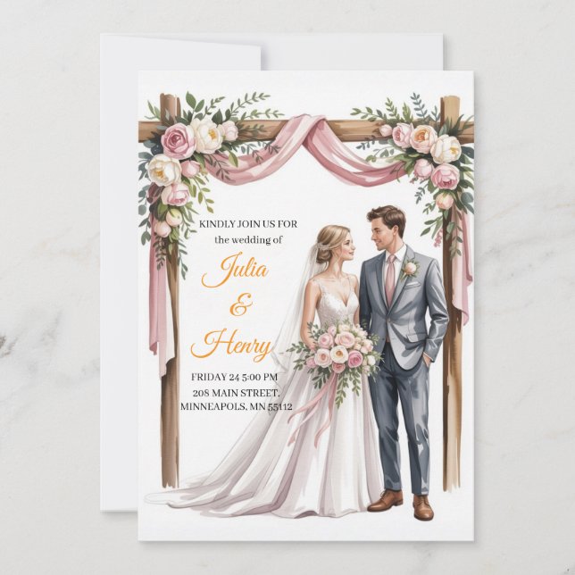 Invitación de Boda Floral Elegante | Jardín Románt (Anverso)