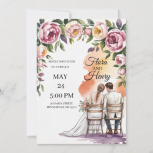 Invitación de Boda Floral Elegante Jardín Románt