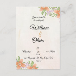 Invitación de boda floral elegante | Melocotón y v