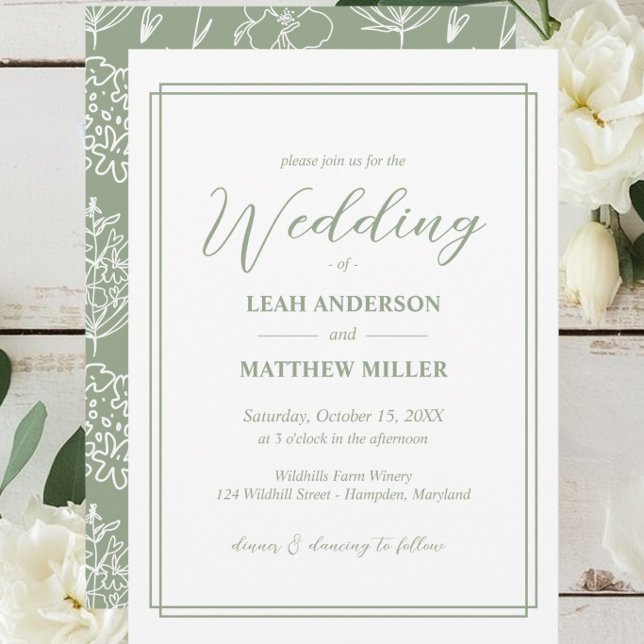 Invitación de boda floral elegante minimalista (Minimalist Elegant Floral Wedding Invitation)