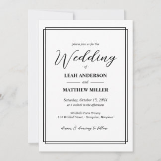 Invitación de boda floral elegante minimalista