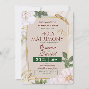 Invitación de boda floral elegante santa matrimoni