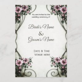 Invitación de boda floral elegante vintage Art Nou