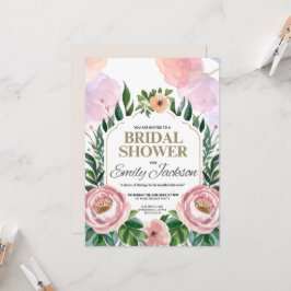 Invitación de boda floral elegante y flores