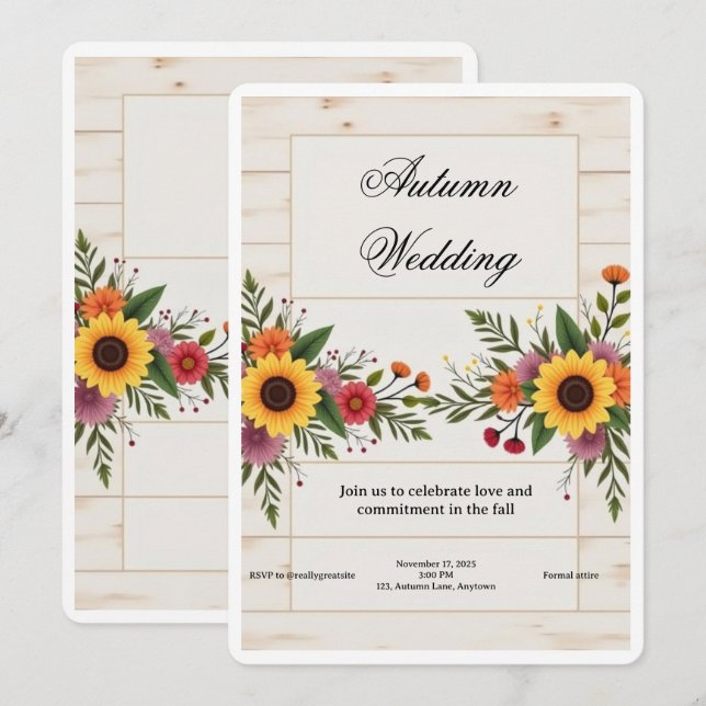 Invitación de boda floral – Elegante y simple (Anverso / Reverso)