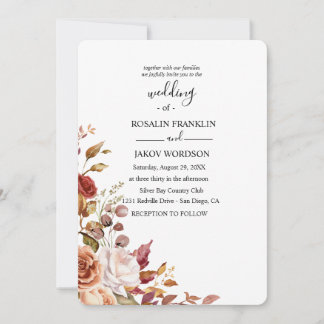 Invitación de boda floral en acuarela