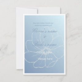 Invitación de boda floral en acuarela azul soñador