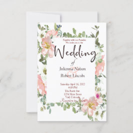 Invitación de boda floral en acuarela rosa bonita