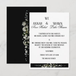 Invitación de boda floral en blanco y negro modern