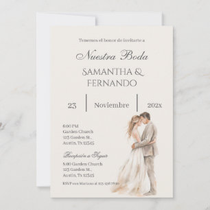 invitación de boda floral en español