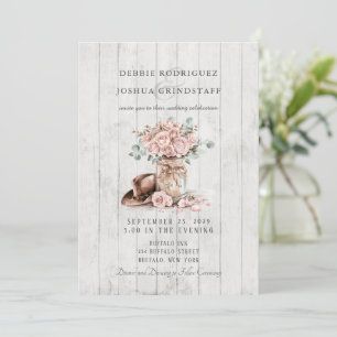 Invitación de boda floral en tarro de alfarero de